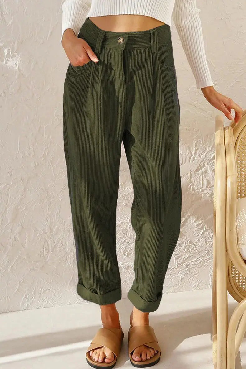 Clara™ | Retro Corduroy Hochtaillierte Hose